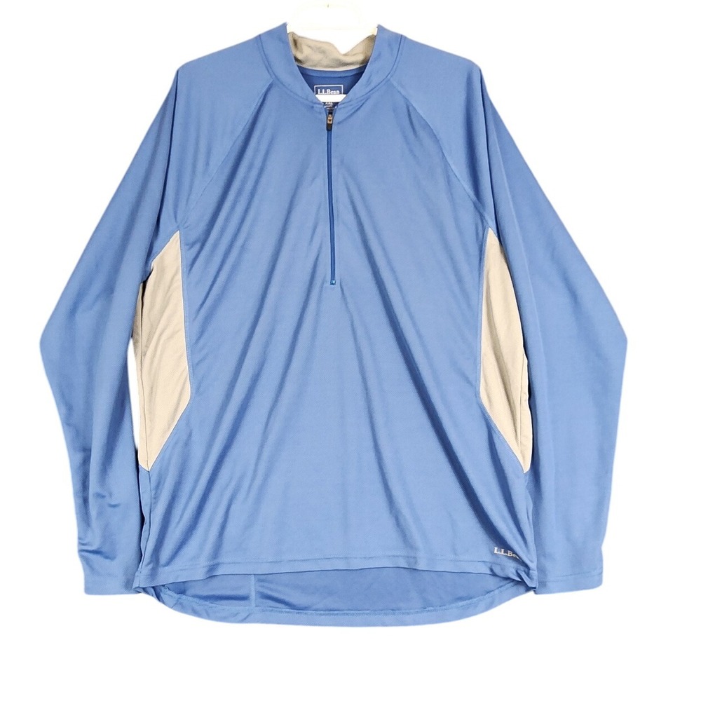 LL Bean XXL Pullover Shirt Mens Long Sleeve Activewear Blue Athletic‎ Top